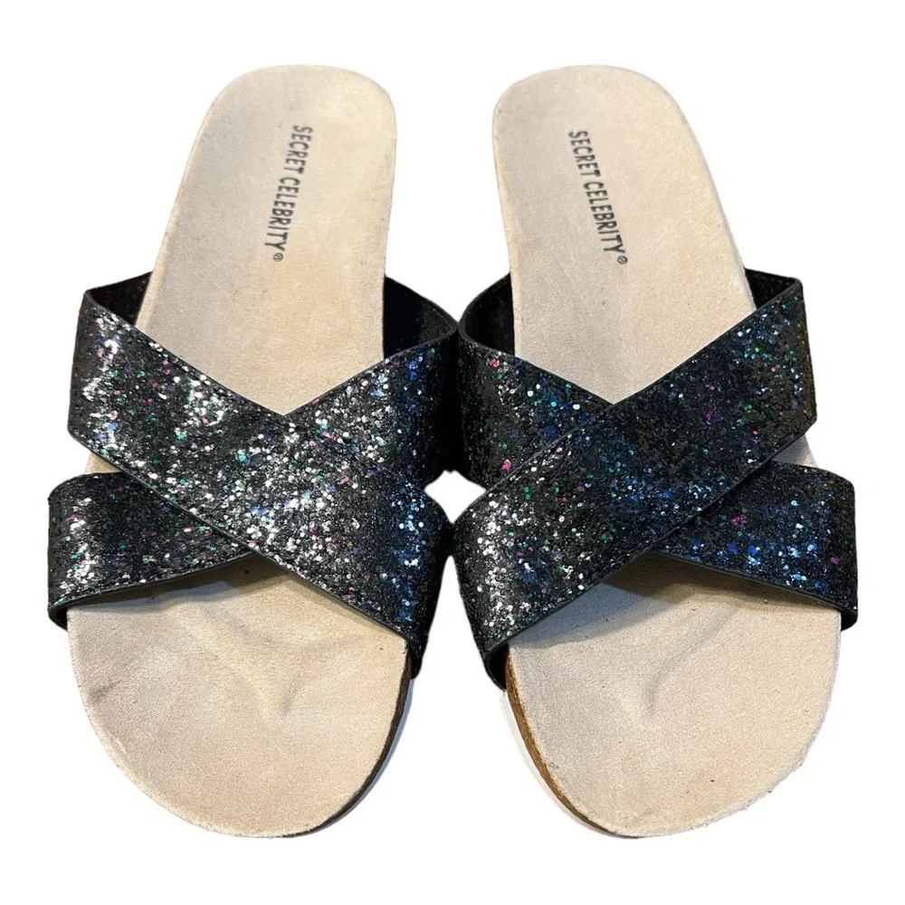 Secret Celebrity Cookie Crumble Glitter Slides Vegan Size 8M